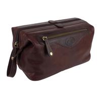 Rowallan of Scotland Mens Large Leather Wash Toiletries Bag - Brown