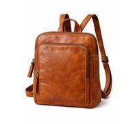 Rowallan Premium Genuine Leather Backpack - Stylish Everyday Rucksack with Spacious Storage & Adjustable Straps (Brandy)