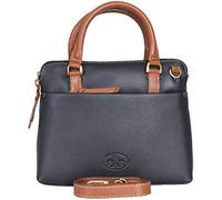 Rowallan Small Structured Leather Top Handle Bag With Detachable Shoulder Strap (Black)