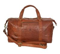 Rowallan Soft Cognac Leather Holdall Travel Bag 45L - Genuine Leather Weekend Duffel Bag with Shoulder Strap, Cabin Luggage Style Overnight Bag for Men & Women