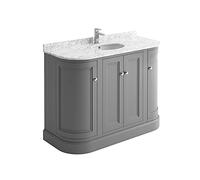 Rowan 1200mm Light Grey Floor Standing Vanity Unit | Marble Top & Ceramic Basin | Bathroom Storage | Soft Close Doors | Traditional Style Vanity Unit
