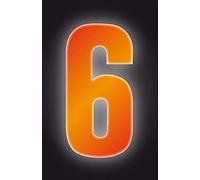 Rowan 2 x Self Adhesive Wheelie Bin Numbers 17cm - 6 - High Visibility Orange