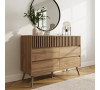 GFW Rowan 6 Drawer Oak Slatted Chest of Drawers - Wilko