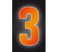 Rowan 3 x Self Adhesive Wheelie Bin Numbers 17cm - 3 - High Visibility Orange