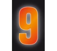 Rowan 3 x Self Adhesive Wheelie Bin Numbers 17cm - 9 - High Visibility Orange