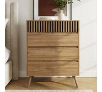 GFW Rowan 4 Drawer Oak Slatted Chest of Drawers - Wilko