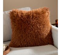 furn. Rowan Polyester Filled Cushion - Soft Faux Fur Mongolian Style Decorative Cushion with Velvet Reverse (Ginger - 50x50cm)