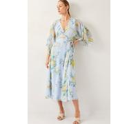 Rowan Floral Wrap Midi Dress Blue Monsoon Blue 14