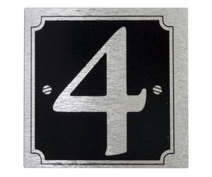 Rowan House or Gate Number '4' - Self Adhesive Silver on Black