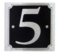 Rowan House or Gate Number '5' - Self Adhesive Silver on Black
