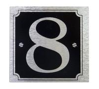 Rowan House or Gate Number '8' - Self Adhesive Silver on Black