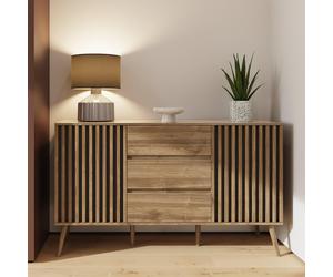 Rowan Large Sideboard Cabinet Display Storage Cupboard 3 Drawers Shelves Hallway