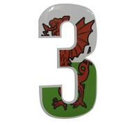 Rowan Self Adhesive Wheelie Bin Numbers - 17cm x 17cm - Welsh Dragon Design - Brown, Green, Grey Vinyl Bin Label - Outdoor, Waste Management