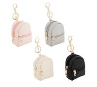 Rowbaty 4 Pcs Mini Backpack Cosmetic Bag Keychain PU Leather Lipstick Holder Cute Case Coin Purse Wallet Card Holder Data Cable Organizer Zipper Pouch Portable Travel Storage Bag for Women,