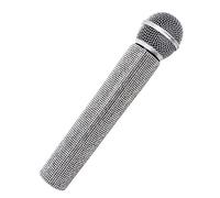 Rowbaty Fake Microphone Prop, Sparkly Silver Plastic Handheld Mic Toy for Cosplay & Costume, Party Favor for Karaoke, Photo Booth, Birthday