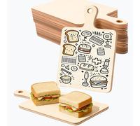Rowcay Mini Charcuterie Boards 30 Pack - Small Wooden Cutting Board with Handle, Unfinished Wood Paddle Design for DIY Craft Painting, Mini Cutting Boards for Kitchen, Decor, Events and Bulk Use