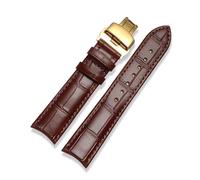 ROWCES 20mm 21mm 22mm Curved End Cowhide Leather Watchband for Men's Watch Replacement Wristband, 21mm