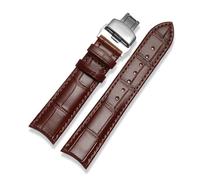 ROWCES 20mm 21mm 22mm Curved End Cowhide Leather Watchband for Men's Watch Replacement Wristband, 21mm