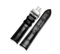 ROWCES 20mm 21mm 22mm Curved End Cowhide Leather Watchband for Men's Watch Replacement Wristband, 21mm