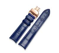 ROWCES 20mm 21mm 22mm Curved End Cowhide Leather Watchband for Men's Watch Replacement Wristband, 21mm