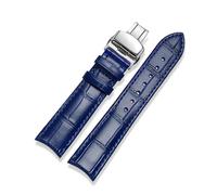 ROWCES 20mm 21mm 22mm Curved End Cowhide Leather Watchband for Men's Watch Replacement Wristband, 22mm