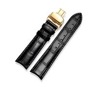 ROWCES 20mm 21mm 22mm Curved End Cowhide Leather Watchband for Men's Watch Replacement Wristband, 22mm