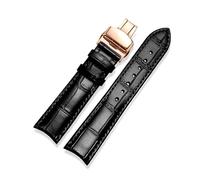 ROWCES 20mm 21mm 22mm Curved End Cowhide Leather Watchband for Men's Watch Replacement Wristband, 22mm