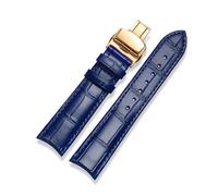 ROWCES 20mm 21mm 22mm Curved End Cowhide Leather Watchband for Men's Watch Replacement Wristband, 22mm