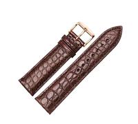 ROWCES Crocodile Pattern Leather Watch Strap 12-24mm Black Brown Men's Watch Replacement Wristband, 17mm