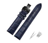 ROWCES Genuine Leather Watch Bracelet Dark Blue Watch Strap 16mm - 23mm Watchband with Butterfly Clasp, 22mm