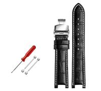 ROWCES Leather Watch Band 22mm - 13mm, Black, Compatible with Most Watches, Waterproof, Sweat Resistant, Breathable, Classic Design