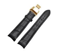 ROWCES Leather Watch Bracelet Curved End Watch Strap 20mm 21mm 22mm Watch Replacement Wristband, 20mm
