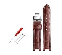 ROWCES Leather Watch Wristband 20mm - 11mm, Brown Black, Compatible with Most Watches, Waterproof, Breathable, Soft Leather Lining, Stainless Steel Buckle