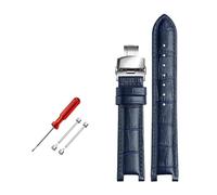 ROWCES Leather Watch Wristband 22mm * 13mm / 20mm * 11mm Notched Watch Strap, Unisex, Compatible with Most Watches, Classic Style, Waterproof, Sweat-Resistant, Blue, 20mm - 11mm
