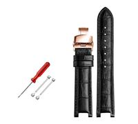 ROWCES Leather Watch Wristband 22mm - 13mm Notched Watch Strap Men's Watch Band, Black