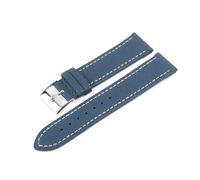 ROWCES Litchi Pattern Soft Leather Watch Strap 16mm - 22mm Watch Wristband for Watch Accessories, Blue, 17mm