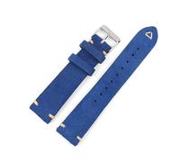 ROWCES Suede Leather Watch Strap 18mm - 24mm Grey Vintage Replacement Wristband Handmade Stitching Watchband, Dark Blue, 19mm