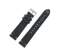 ROWCES Suede Leather Watch Strap 18mm - 24mm Grey Vintage Replacement Wristband Handmade Stitching Watchband, 19mm