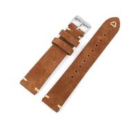 ROWCES Suede Leather Watch Strap 18mm - 24mm Grey Vintage Replacement Wristband Handmade Stitching Watchband, Brown, 18mm