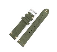 ROWCES Suede Leather Watch Strap 18mm - 24mm Grey Vintage Replacement Wristband Handmade Stitching Watchband, Green, 19mm