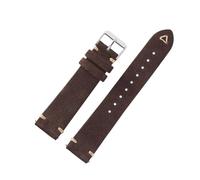 ROWCES Suede Leather Watch Strap 18mm - 24mm Grey Vintage Replacement Wristband Handmade Stitching Watchband, Coffee, 18mm