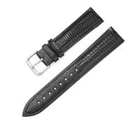ROWCES Vintage Leather Watchband 12mm - 22mm Lizard Pattern Patent Leather Watch Replacement Wristbands, Black, 14mm
