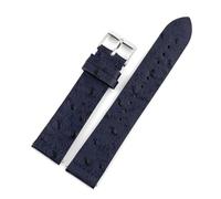 ROWCES Vintage Leather Watchband 16mm-24mm Watch Wristband Ostrich Pattern Quick Release Watch Strap, Dark Blue, 16mm