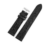 ROWCES Vintage Leather Watchband 16mm-24mm Watch Wristband Ostrich Pattern Quick Release Watch Strap, Black, 22mm