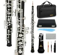 ROWELL Professional Oboe C-key Silver-plated Key Oboe Semi-automatic System Composite Wood Body Comes with Reed and Carrying Case Ideal for Beginners, School Bands, and Music Exams