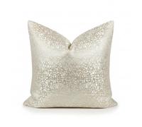 rowen homes Arya Cream & Gold Geometric Print Cushion Cover - Luxury 50x50cm Decorative Square Throw Pillowcase for Sofa, Couch & Bed - Luxury Interiors