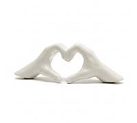 rowen homes Cream Pearlescent Heart Hands Ornament - Modern Love Finger Decorative Sculpture, Stylish Figurine for Shelf, Tabletop or Living Room, Home Decor Accent - Luxury Interiors