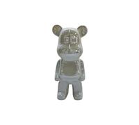 rowen homes Pearlescent Mini Standing Bear Sculpture - 18cm Decorative Money Box Ornament, Glossy Modern Art Figurine for Home Decor - Luxury Interiors (Cream)