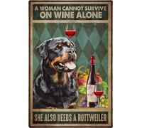 Rowena Dog Metal Tin Sign She Also Needs A Rottweiler Vintage Tin Signs for Home Office Bar Cafe Decor 8x12 Inch Pet Enthusiast Gift