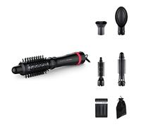 Rowenta x Karl Lagerfeld CF635L Express Style Hot Air Brush | 5-in-1 Styling Brush | Keratin & Glow Coating | Constant 60°C | All Hair Types | Extensive Accessories | Black/Red